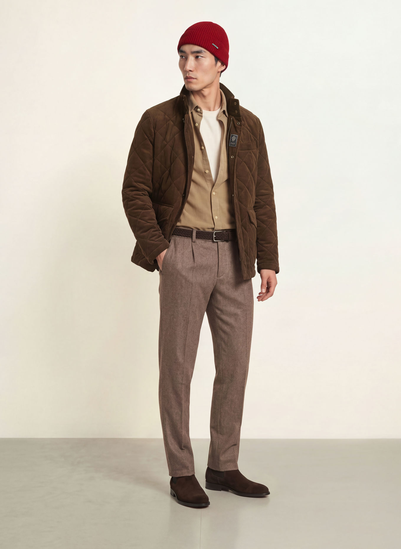 Fay Steppjacke aus Cord: DUNKELBRAUN
