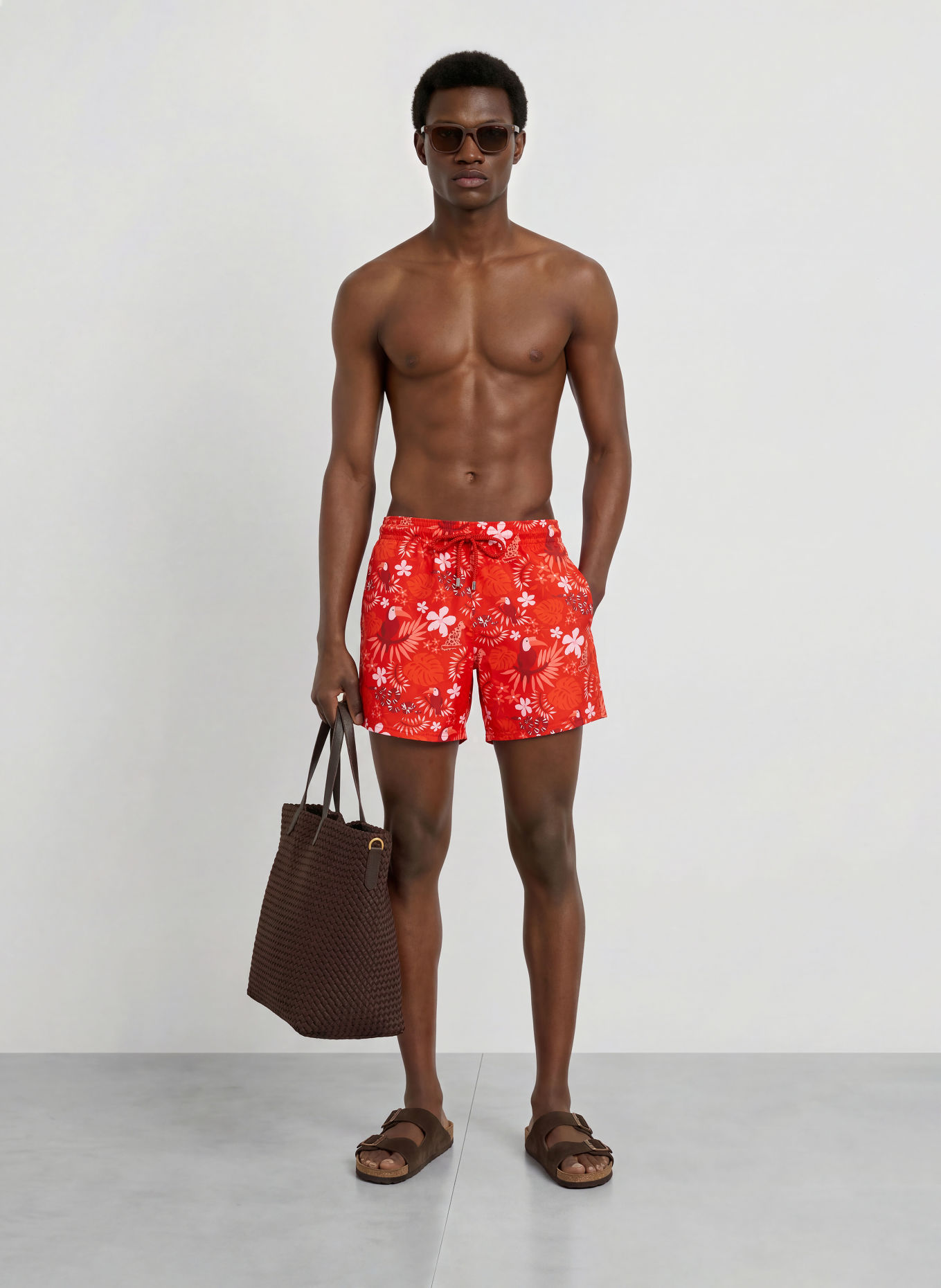 VILEBREQUIN Badeshorts MOORISE: ROT / HELLROSA / DUNKELROT