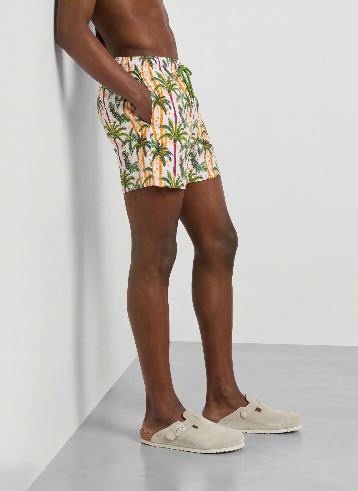 VILEBREQUIN Short de bain MOOREA: BLANC / JAUNE FONCÉ / VERT