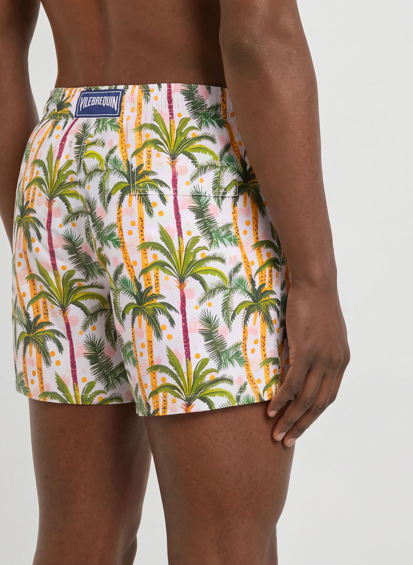 VILEBREQUIN Short de bain MOOREA: BLANC / JAUNE FONCÉ / VERT
