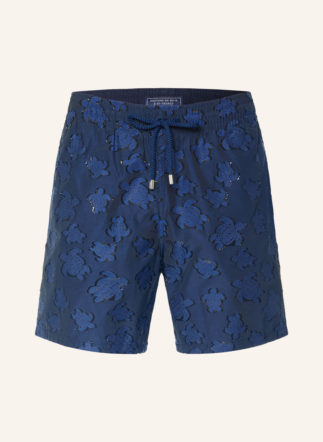 VILEBREQUIN Short de bain MOOPEA avec fil pailleté: BLEU FONCÉ / BLEU