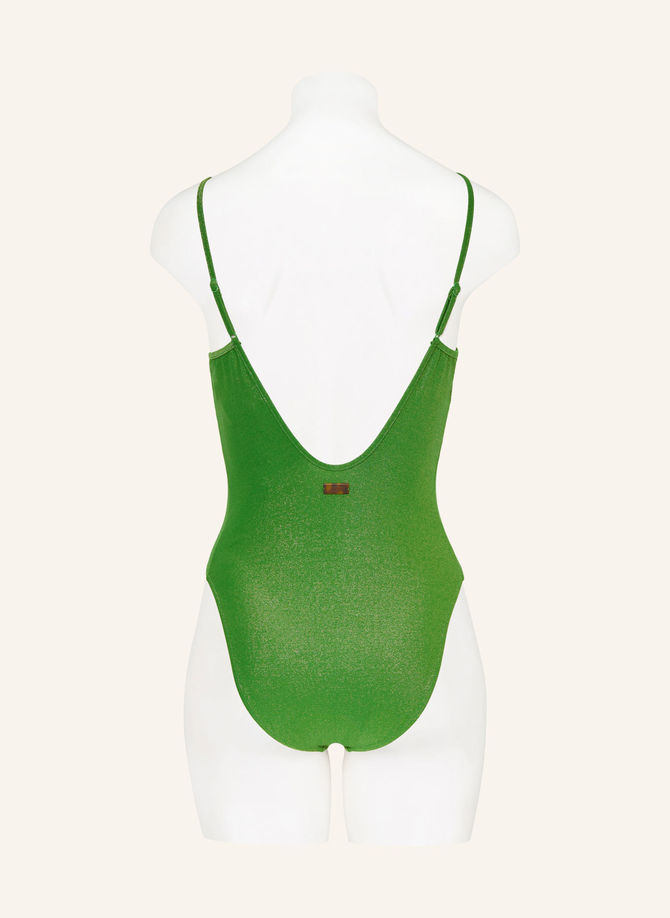 VILEBREQUIN LAMIA Swimsuit with Glitter Yarn and Decorative Beads: LIGHT GREEN / GOLD