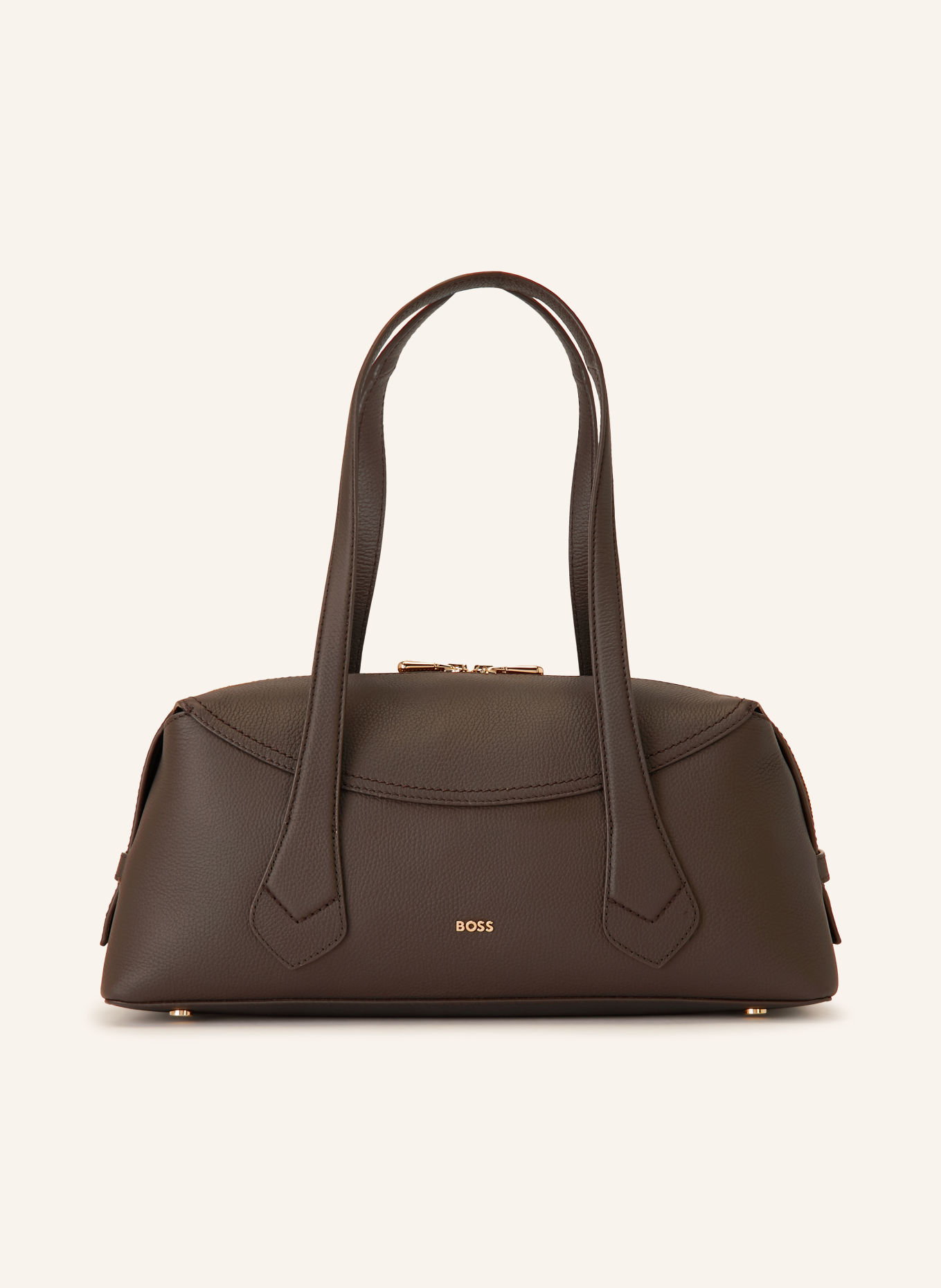 BOSS Schultertasche LENAH: DUNKELBRAUN / GOLD