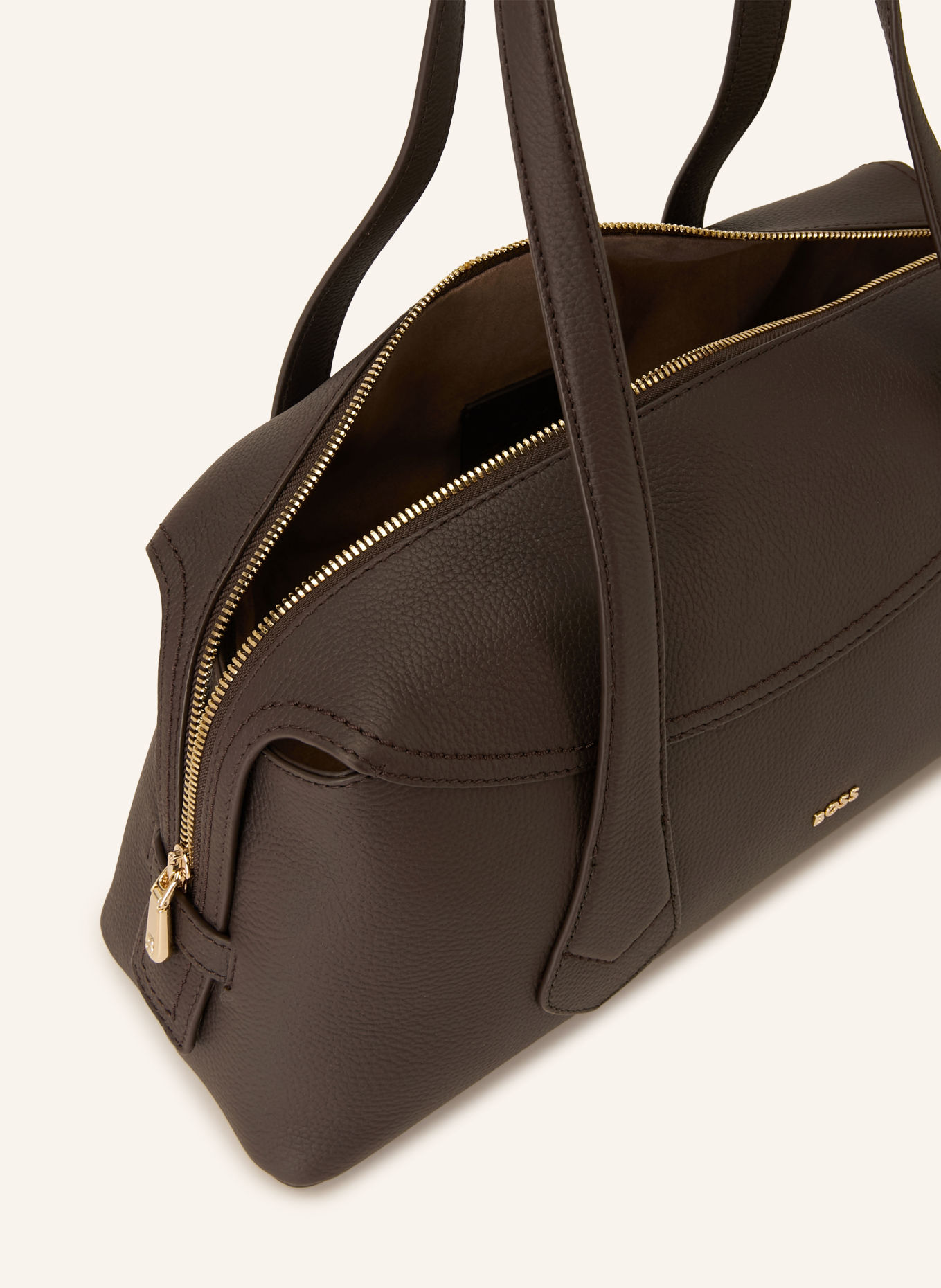 BOSS Schultertasche LENAH: DUNKELBRAUN / GOLD