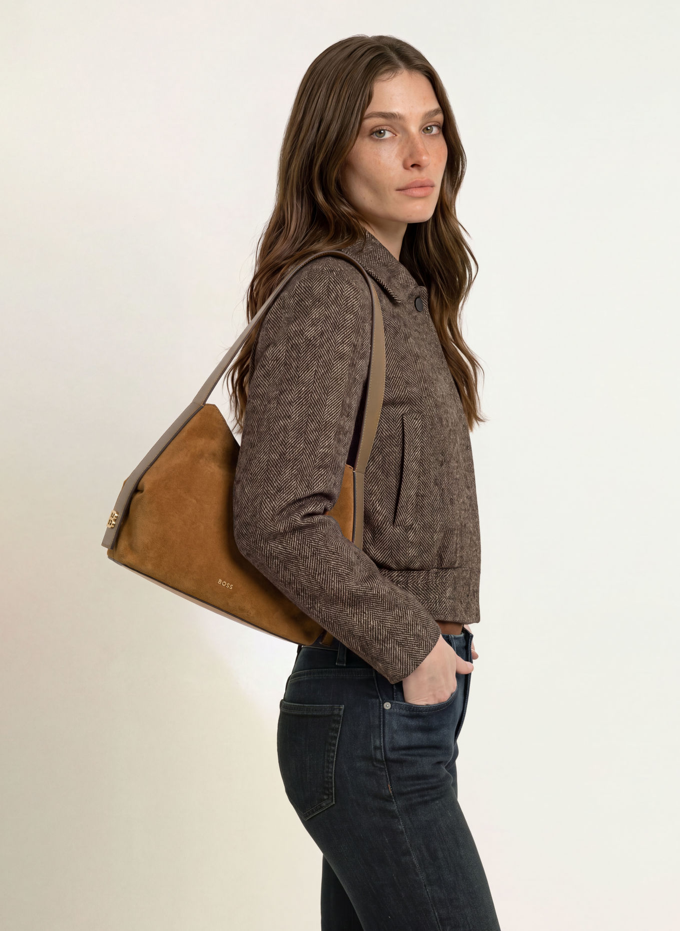 BOSS CAYLIE SMALL Handbag: COGNAC