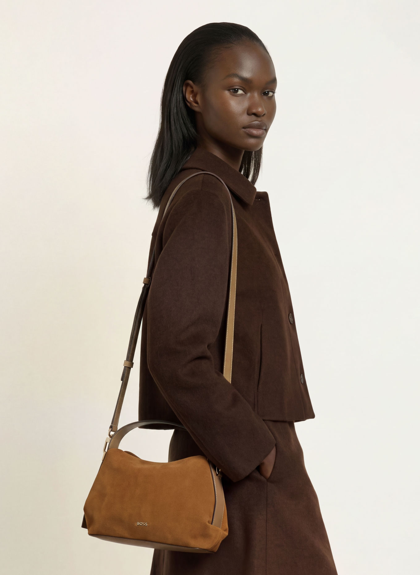 BOSS CAYLIE SMALL Handbag: COGNAC