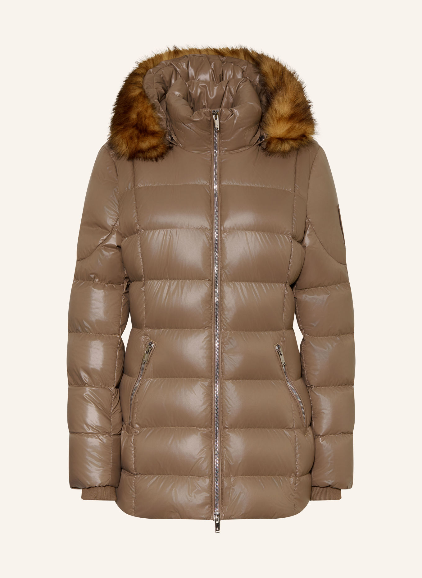 MOOSE KNUCKLES CELESTIA Down Jacket with Faux Fur and Detachable Hood: BEIGE