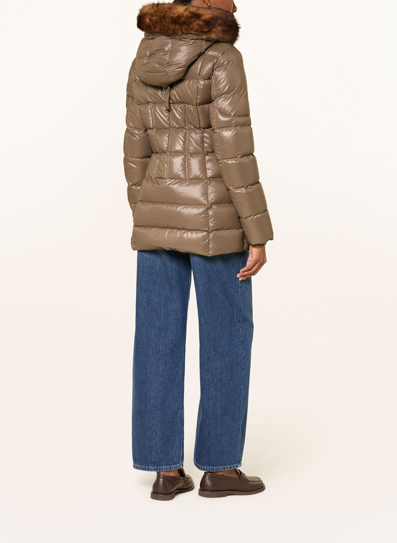 MOOSE KNUCKLES CELESTIA Down Jacket with Faux Fur and Detachable Hood: BEIGE
