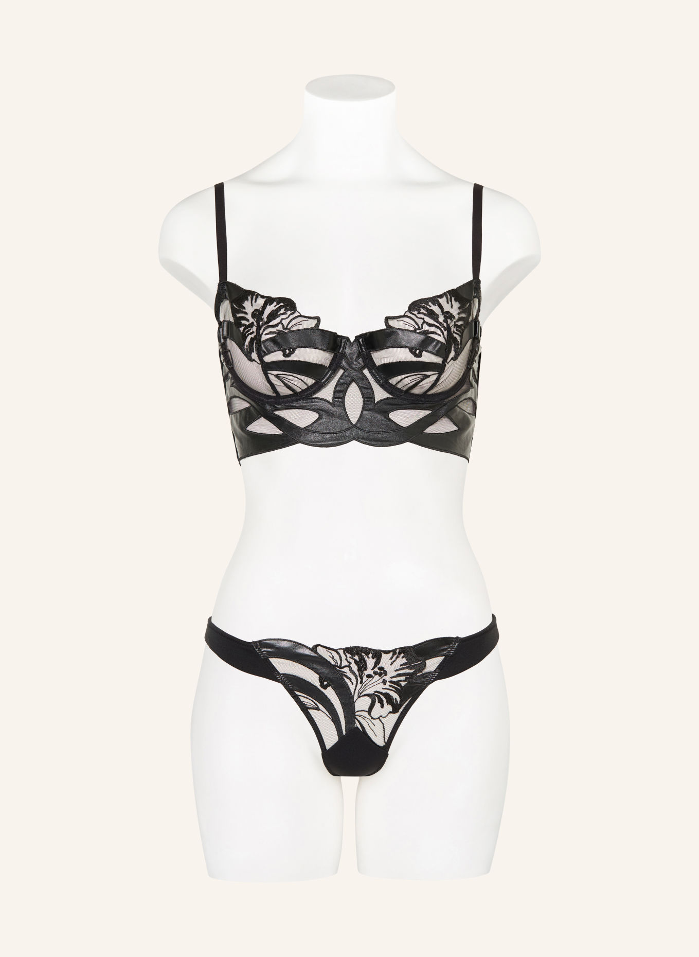 LIVY String BLOOM GARDEN aspect cuir: NOIR