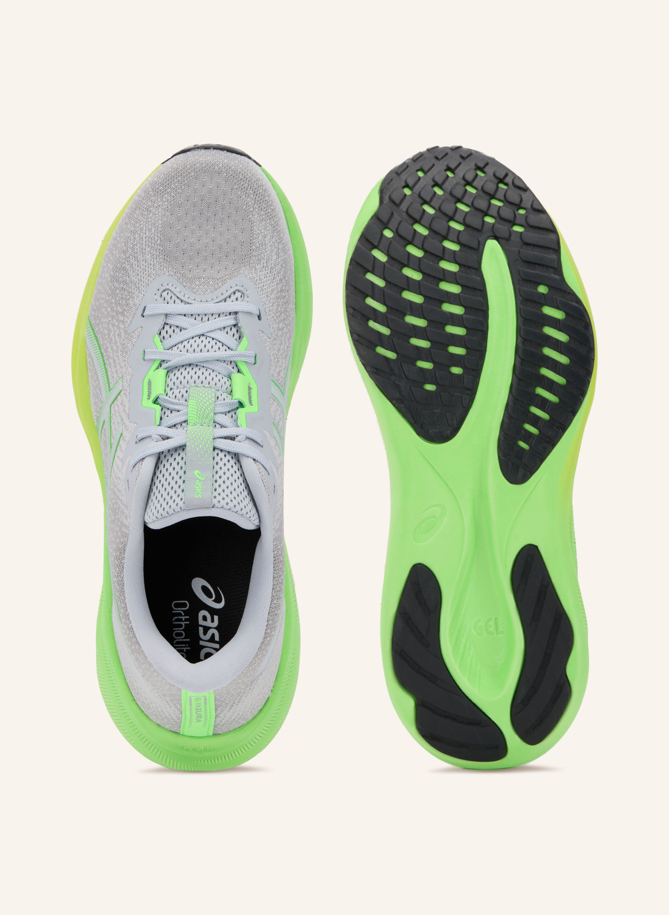 ASICS GEL-YASURA Running Shoes: GRAY / NEON GREEN