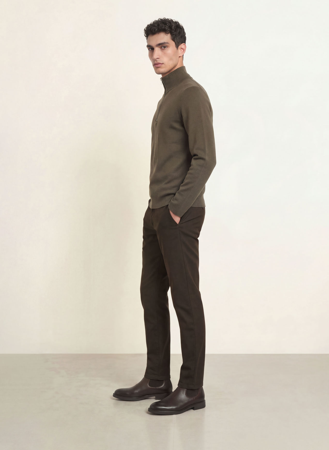 ALBERTO LOU Regular Fit Chinos: DARK BROWN