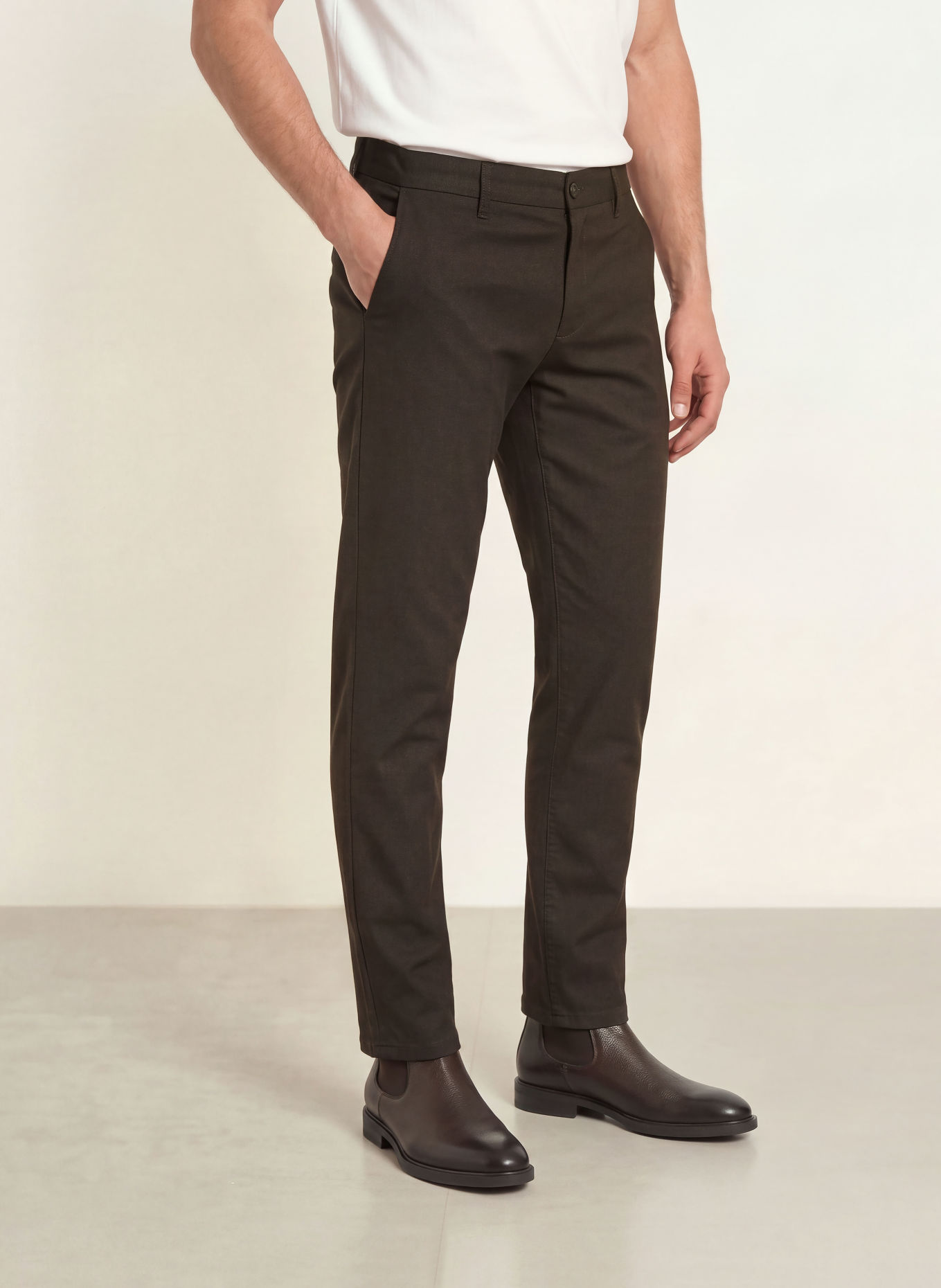 ALBERTO LOU Regular Fit Chinos: DARK BROWN