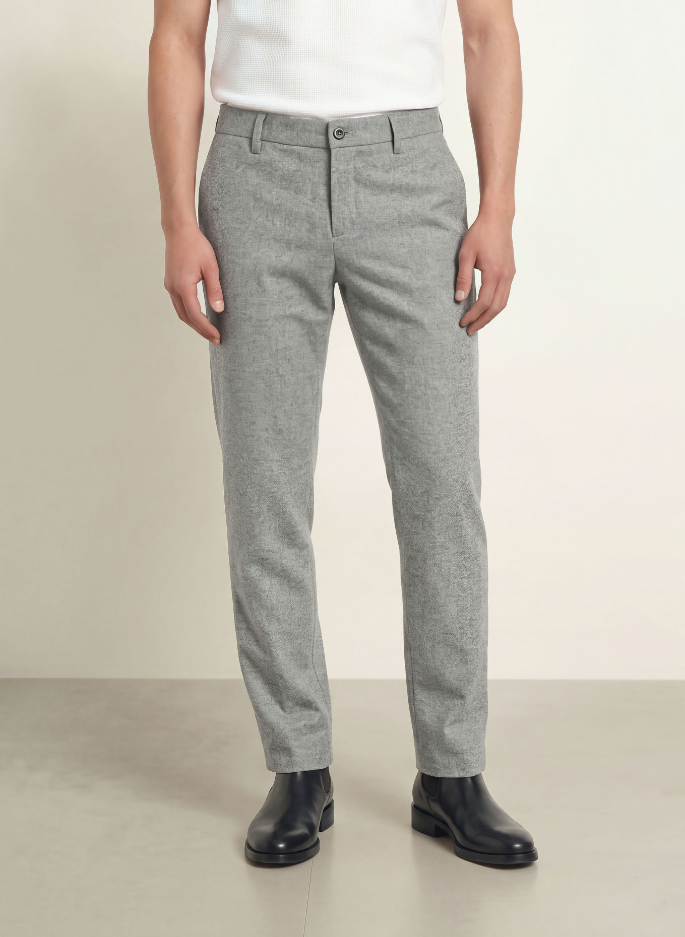 ALBERTO LOU Regular Fit Flannel Pants: LIGHT GRAY