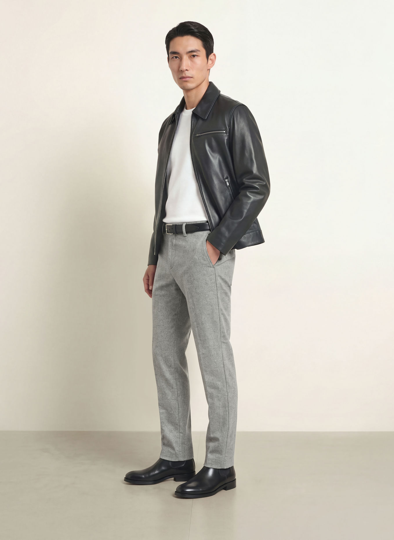 ALBERTO LOU Regular Fit Flannel Pants: LIGHT GRAY