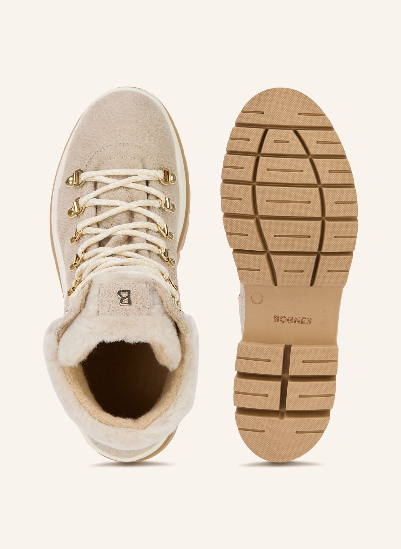 BOGNER Boots à lacets AROSA: BEIGE / BLANC