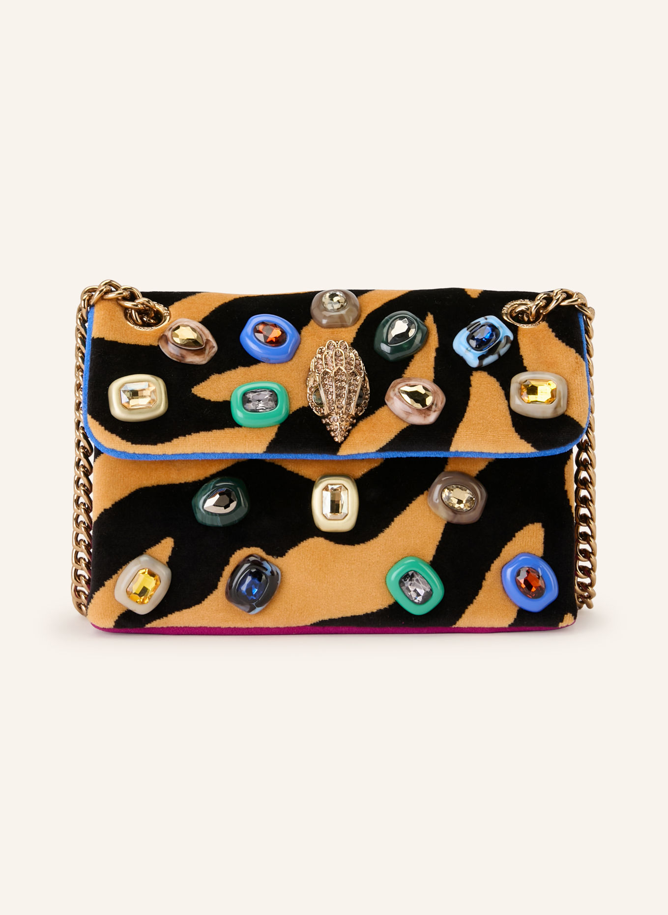 KURT GEIGER KENSINGTON OPHELIA MINI Shoulder Bag with Rhinestones: BLACK / CAMEL / BLUE