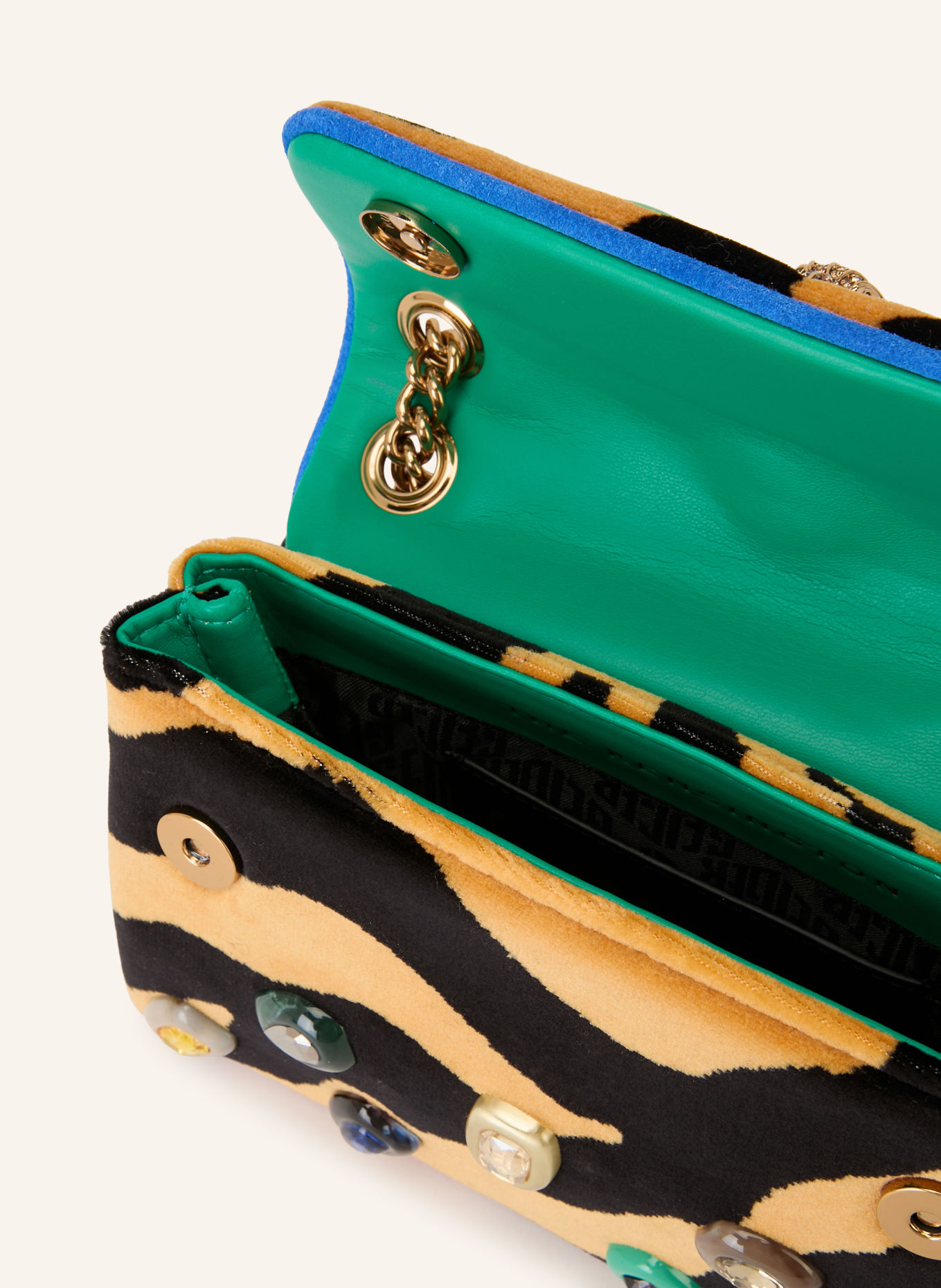 KURT GEIGER KENSINGTON OPHELIA MINI Shoulder Bag with Rhinestones: BLACK / CAMEL / BLUE