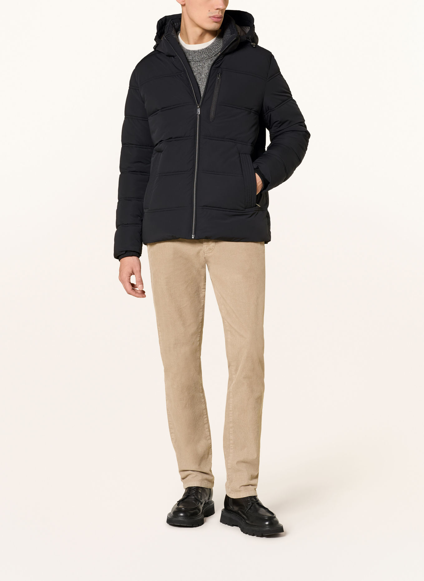 MILESTONE MSSILENO quilted jacket with detachable hood: BLACK