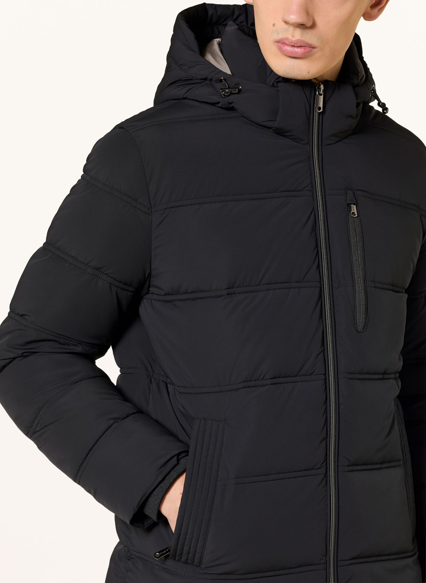 MILESTONE MSSILENO quilted jacket with detachable hood: BLACK