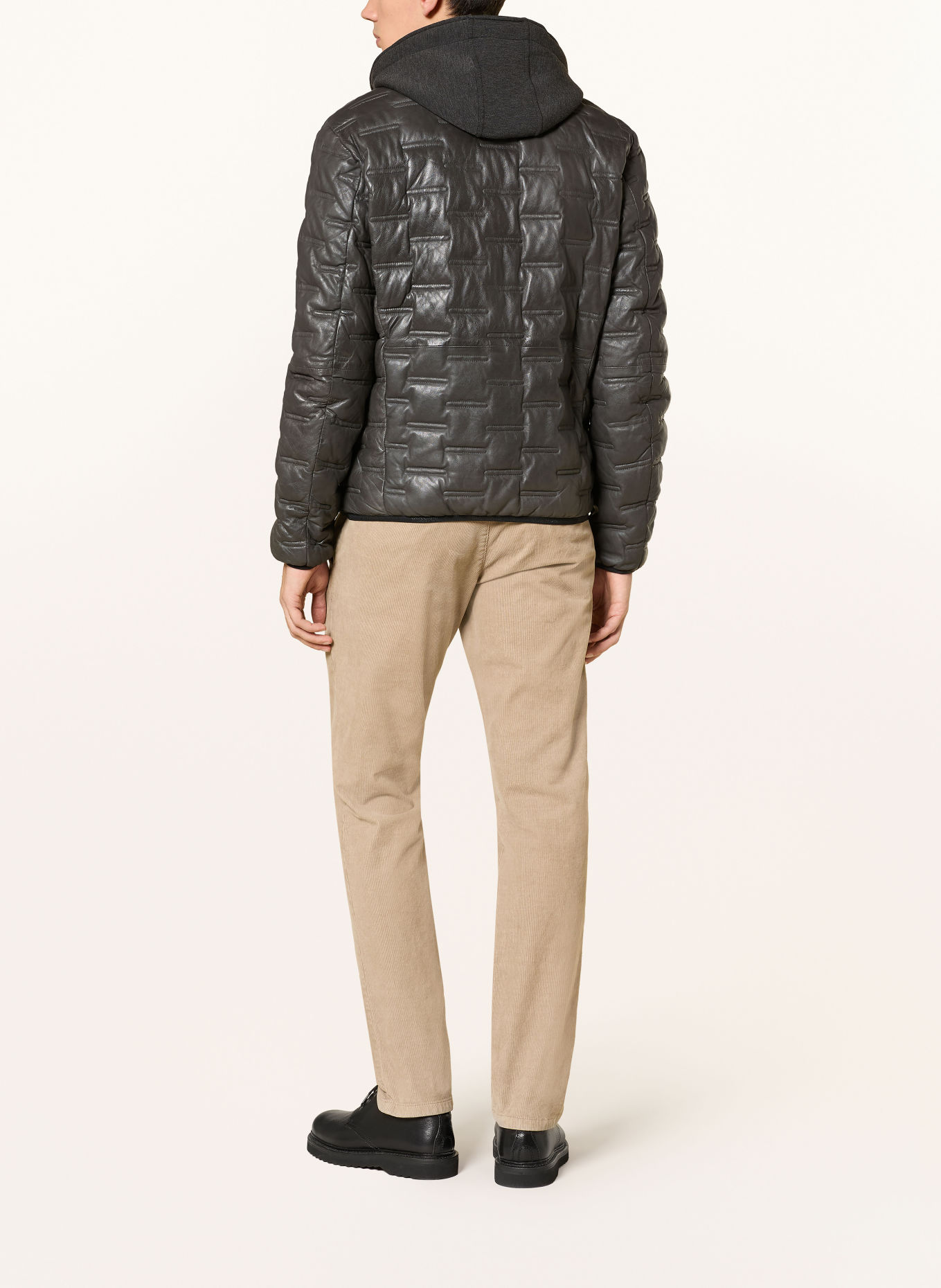 MILESTONE MSALONSO leather jacket with detachable trim and removable hood: DARK GRAY