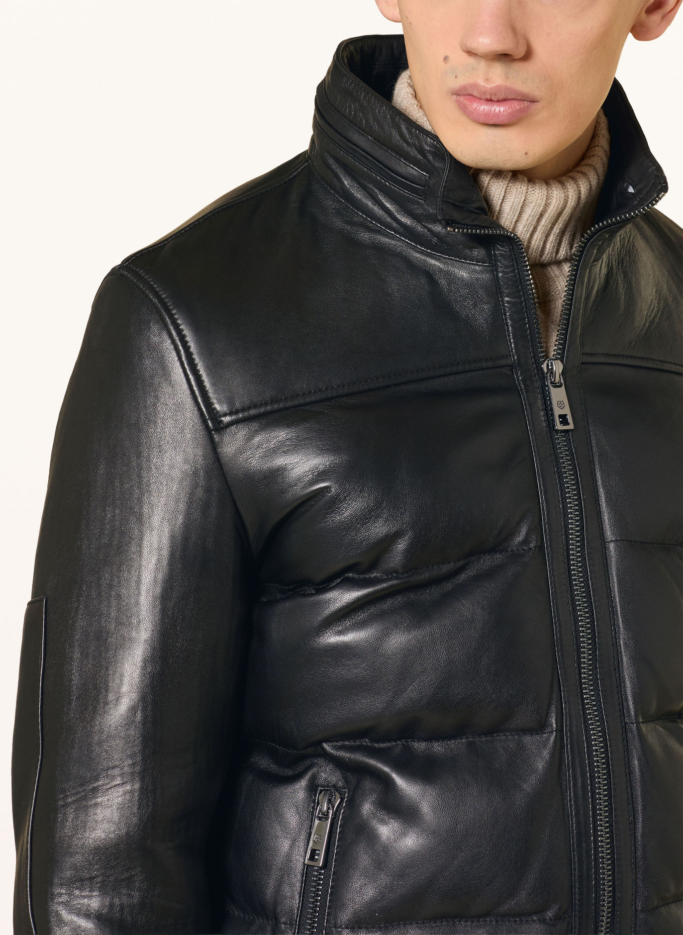 MILESTONE Leather jacket: BLACK