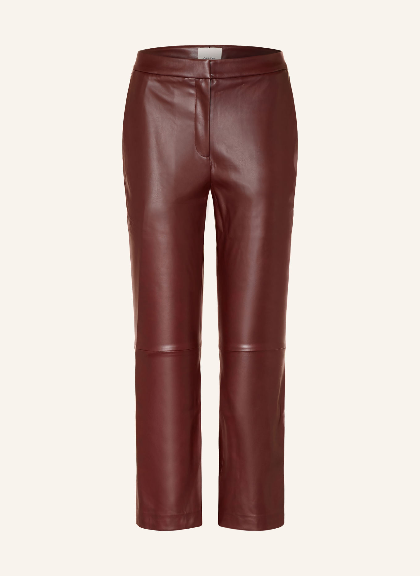 Calvin Klein 7/8-length trousers in leather-look design: DARK RED
