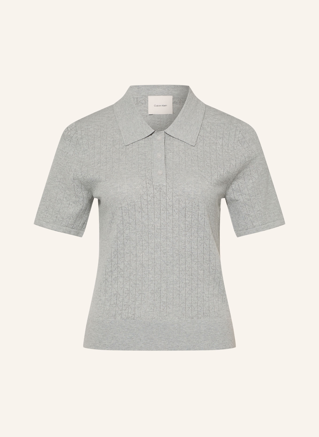 Calvin Klein Strick-Poloshirt: HELLGRAU