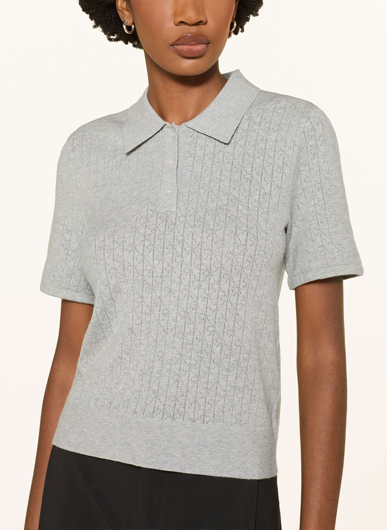 Calvin Klein Strick-Poloshirt: HELLGRAU