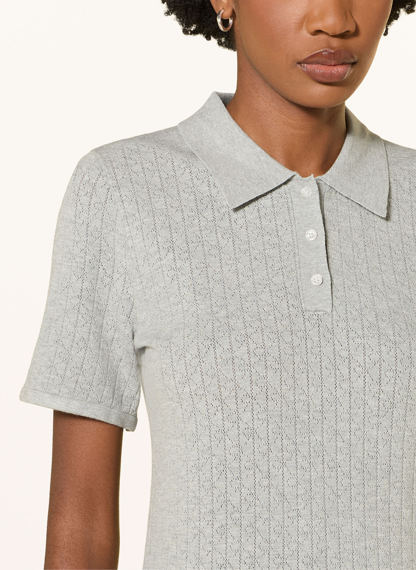 Calvin Klein Strick-Poloshirt: HELLGRAU