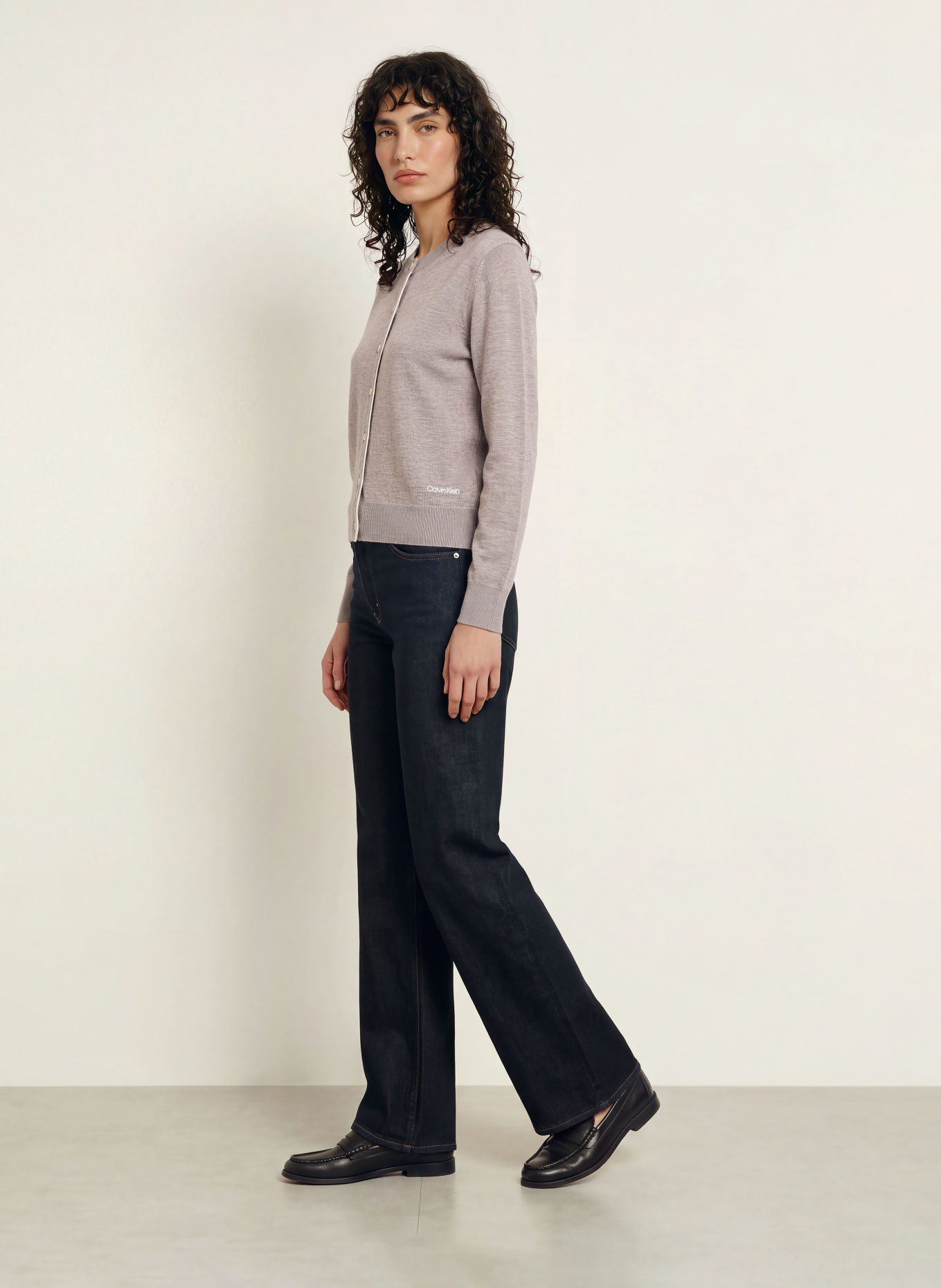 Calvin Klein Cardigan with merino wool: GRAY / ECRU