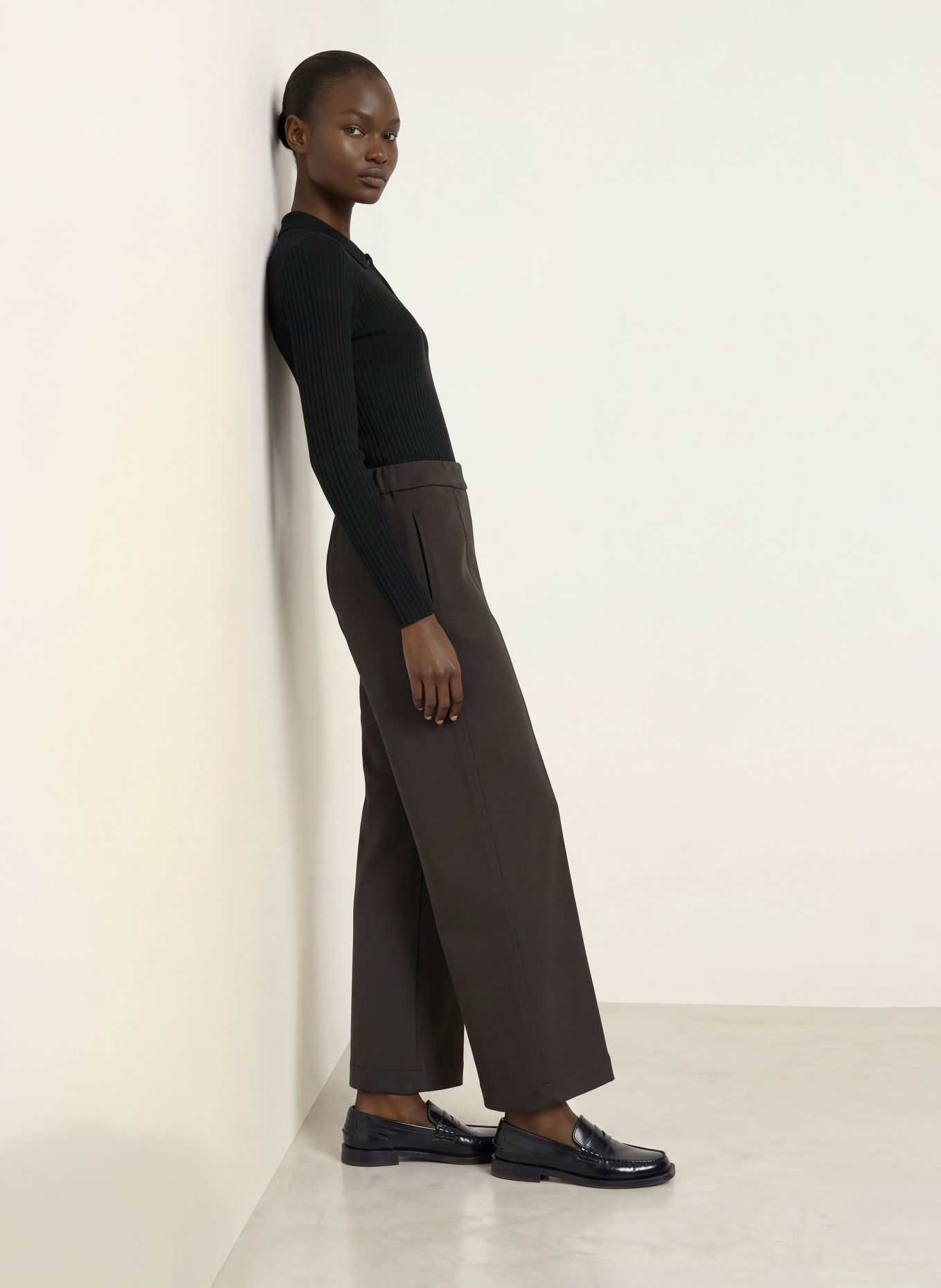 Calvin Klein Pantaloni Marlene SPACER: NEGRU