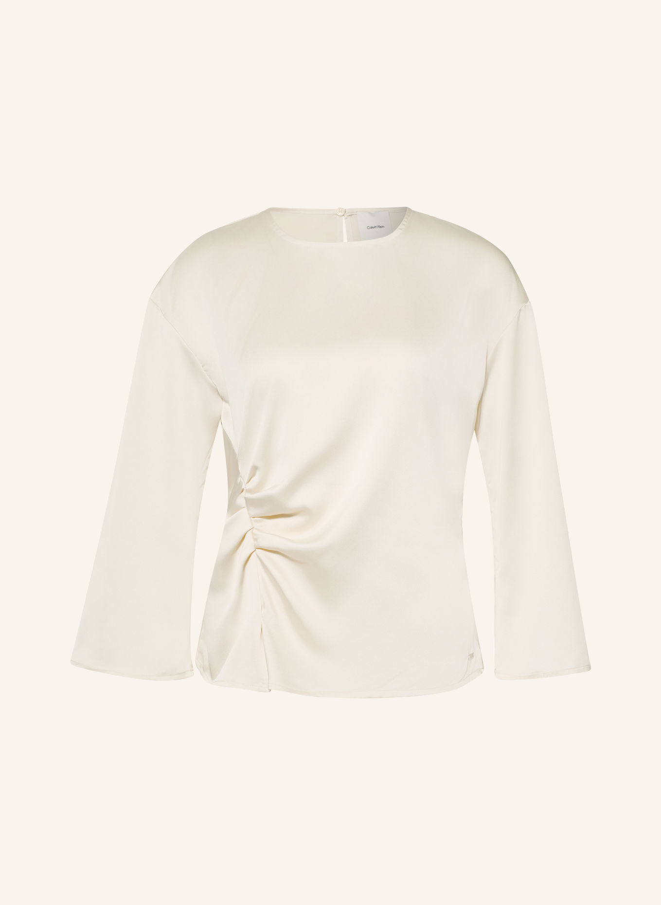 Calvin Klein Satin shirt blouse with 3/4 sleeves: CREAM