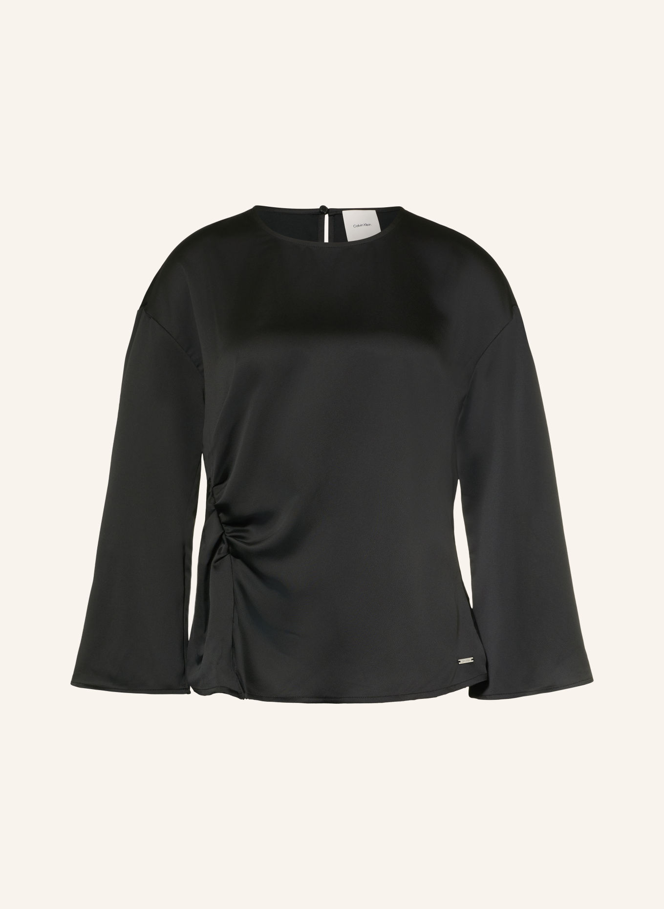 Calvin Klein Blusenshirt aus Satin mit 3/4-Arm: SCHWARZ