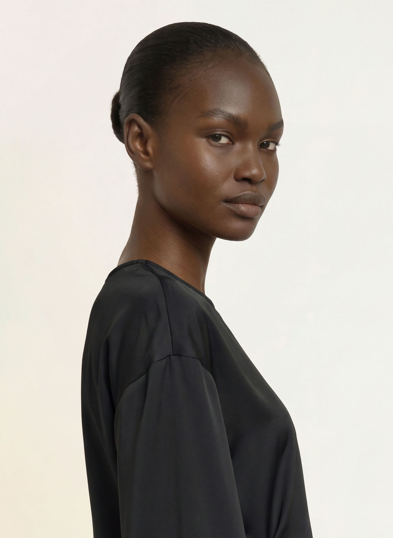 Calvin Klein Blusenshirt aus Satin mit 3/4-Arm: SCHWARZ