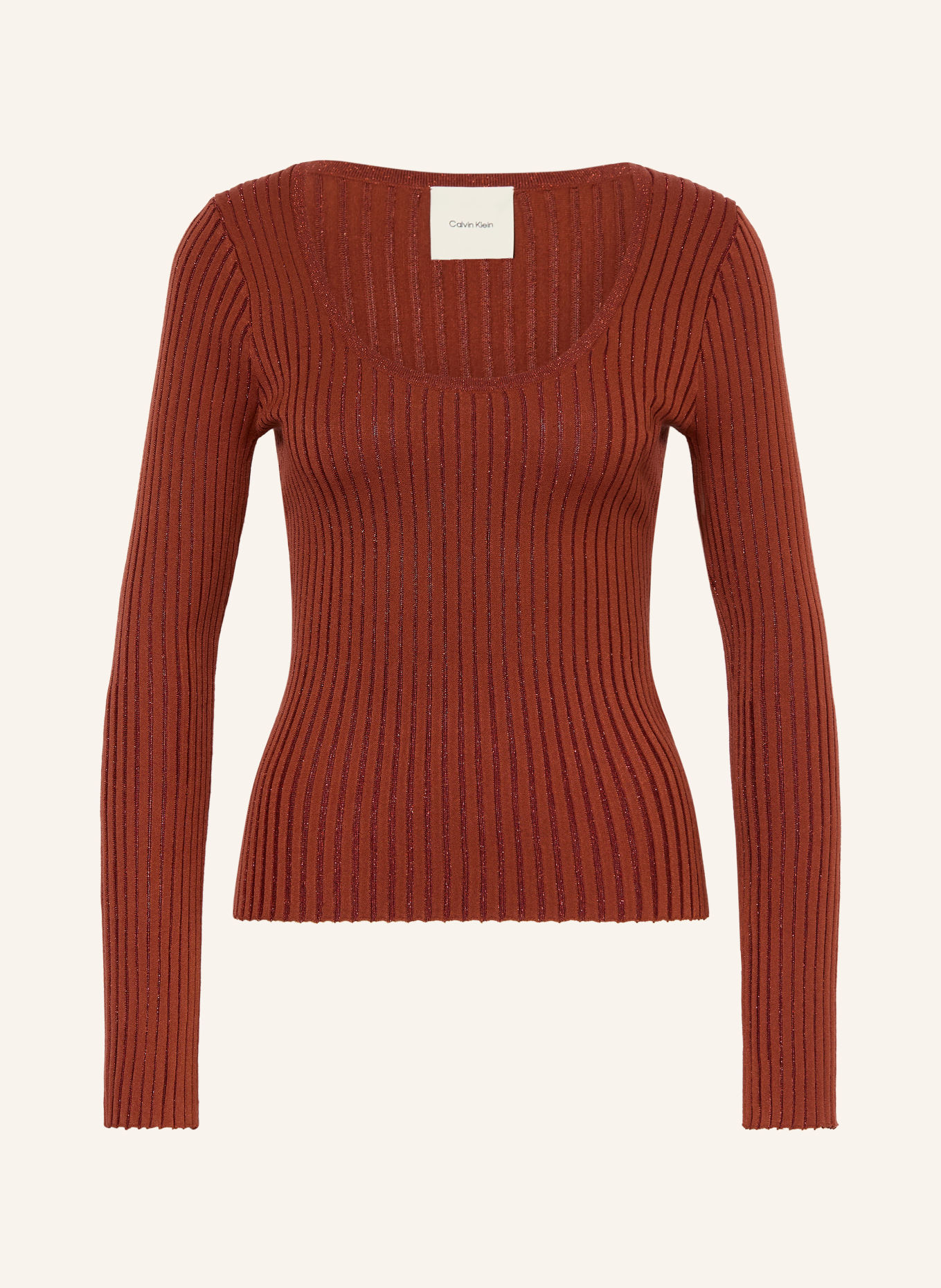 Calvin Klein Trui met glittergaren: DONKERROOD