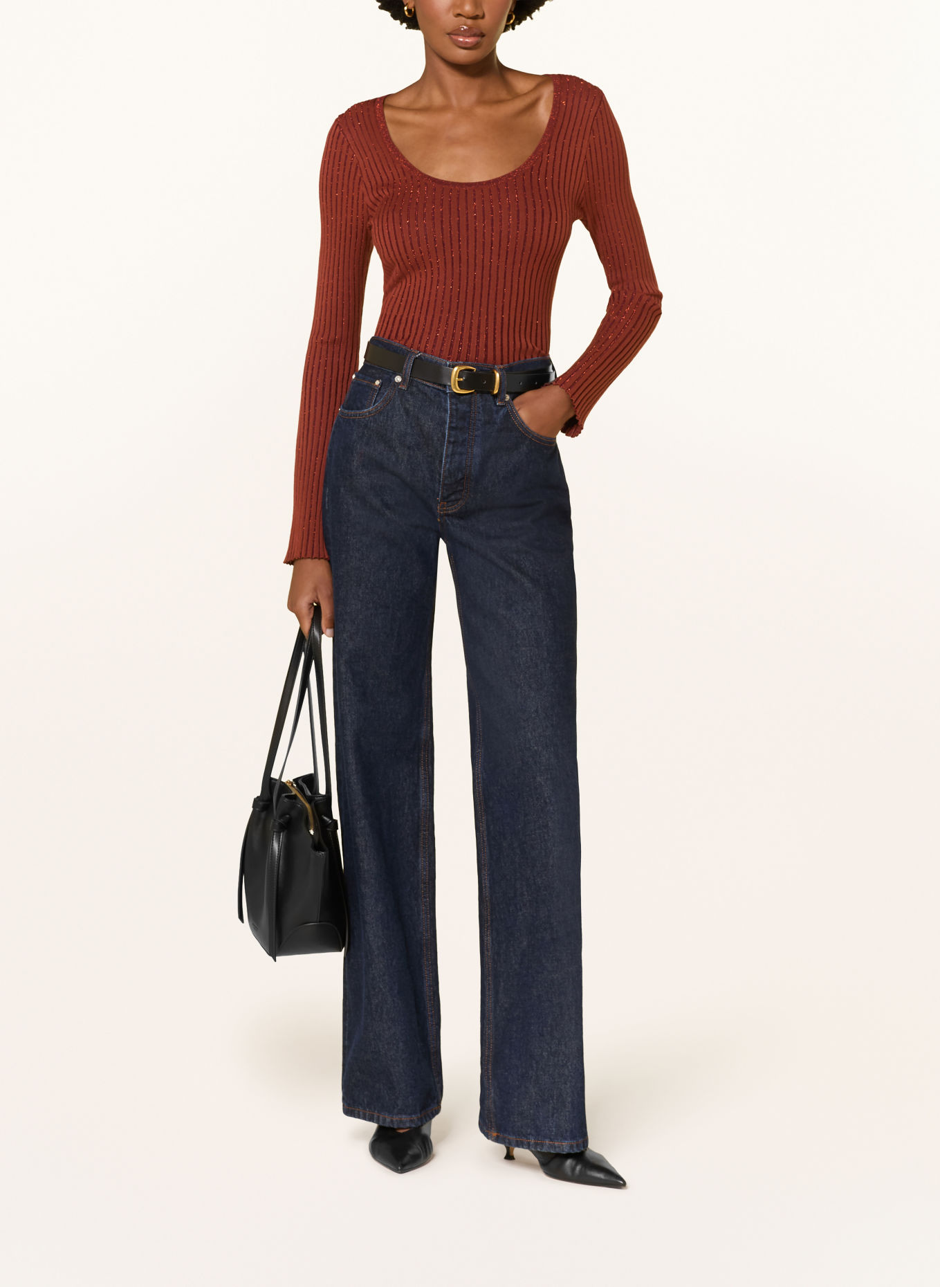 Calvin Klein Trui met glittergaren: DONKERROOD