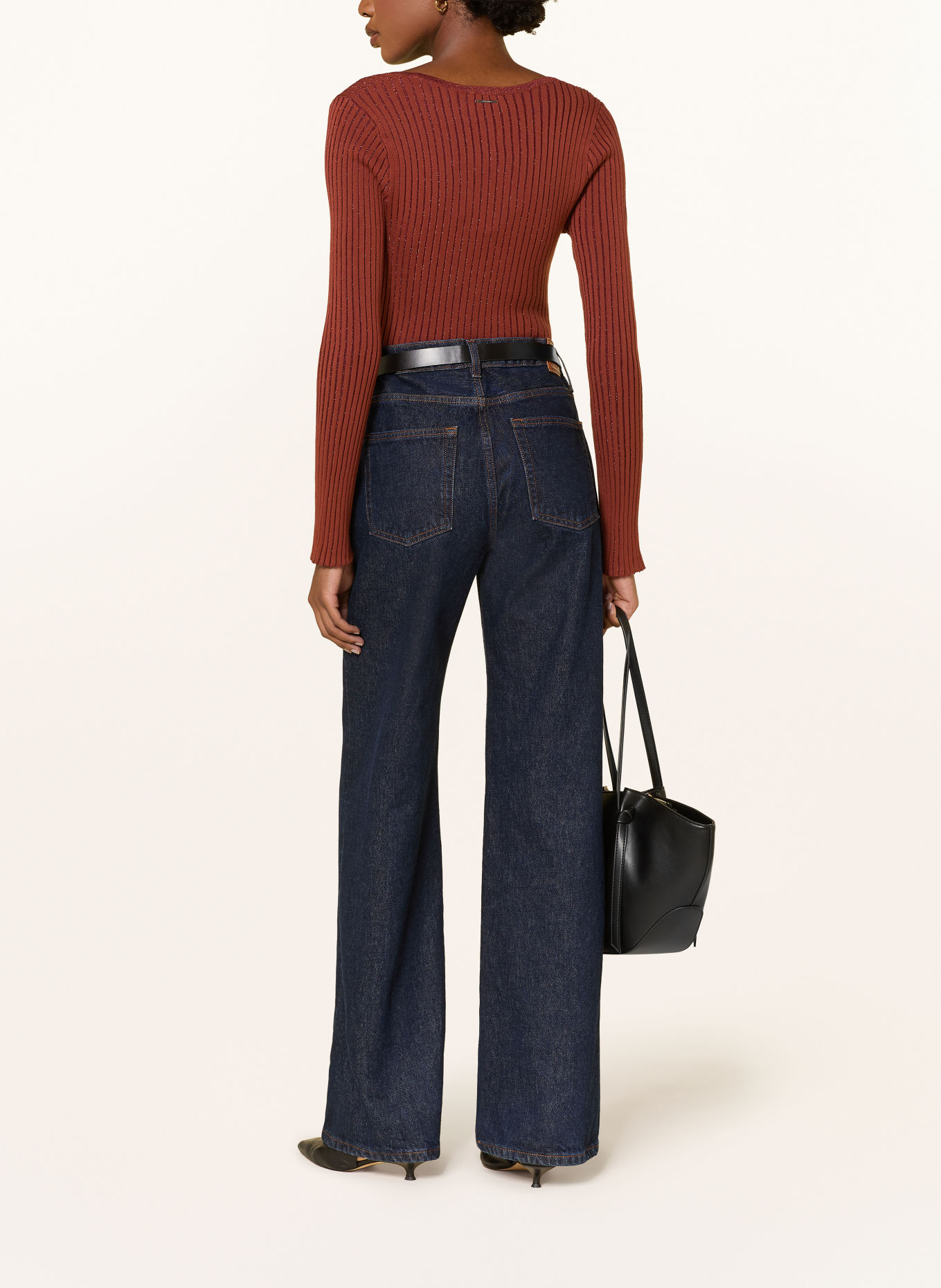 Calvin Klein Trui met glittergaren: DONKERROOD