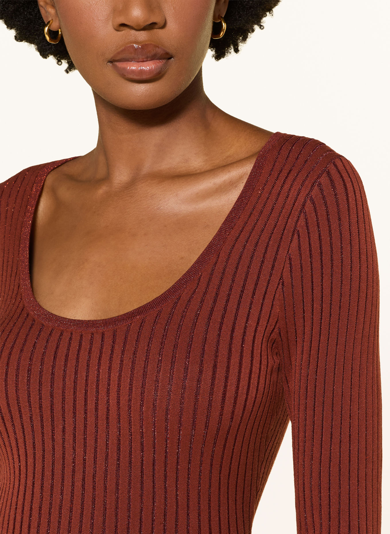 Calvin Klein Trui met glittergaren: DONKERROOD