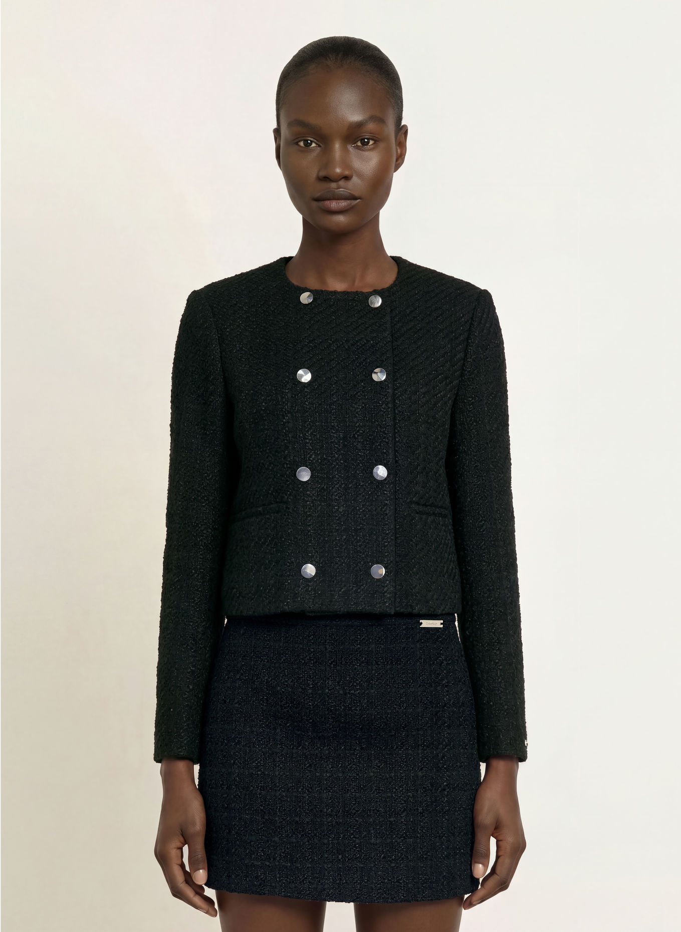 Calvin Klein Boxy jacket made from Bouclé: BLACK