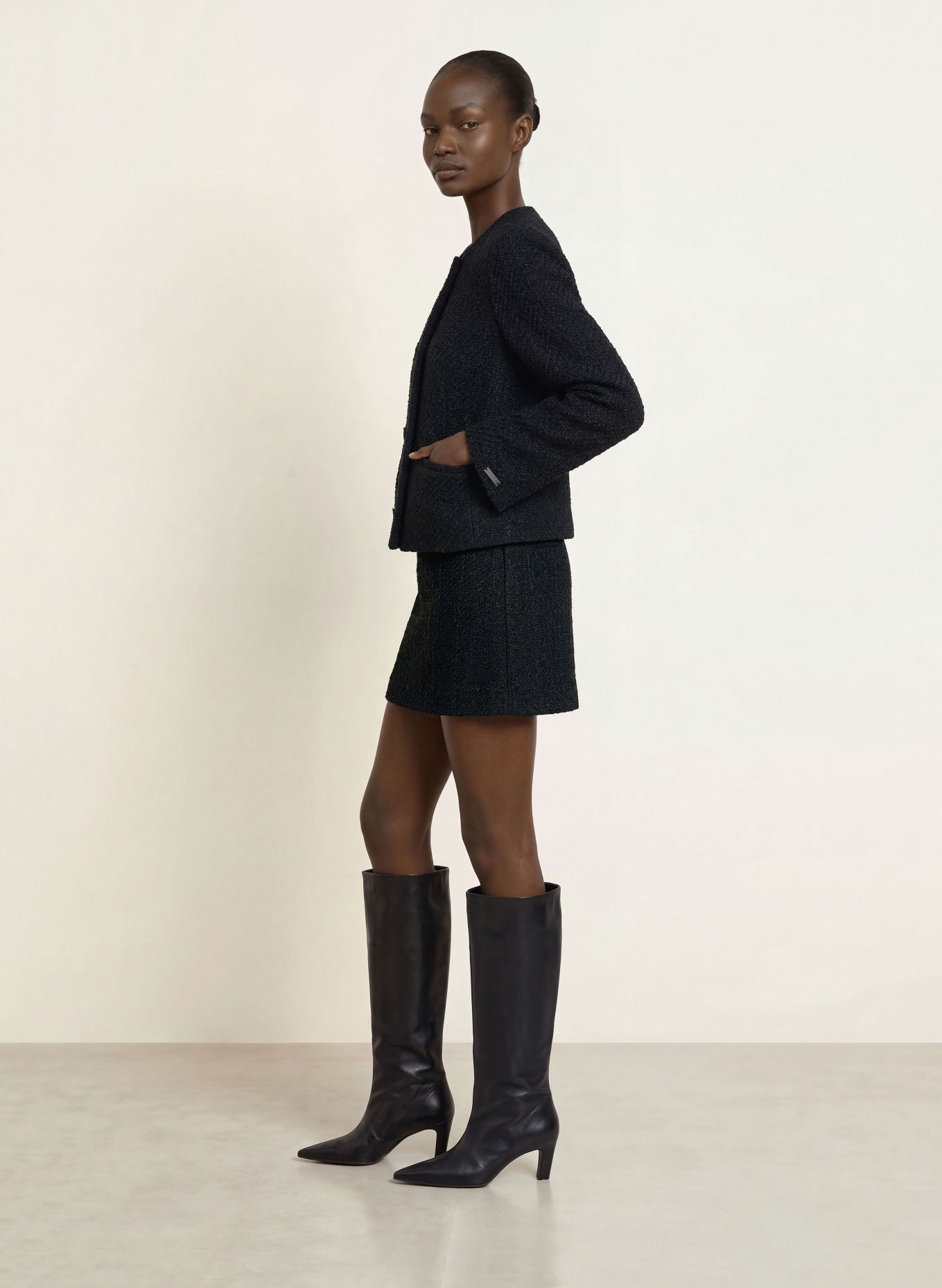 Calvin Klein Boxy jacket made from Bouclé: BLACK