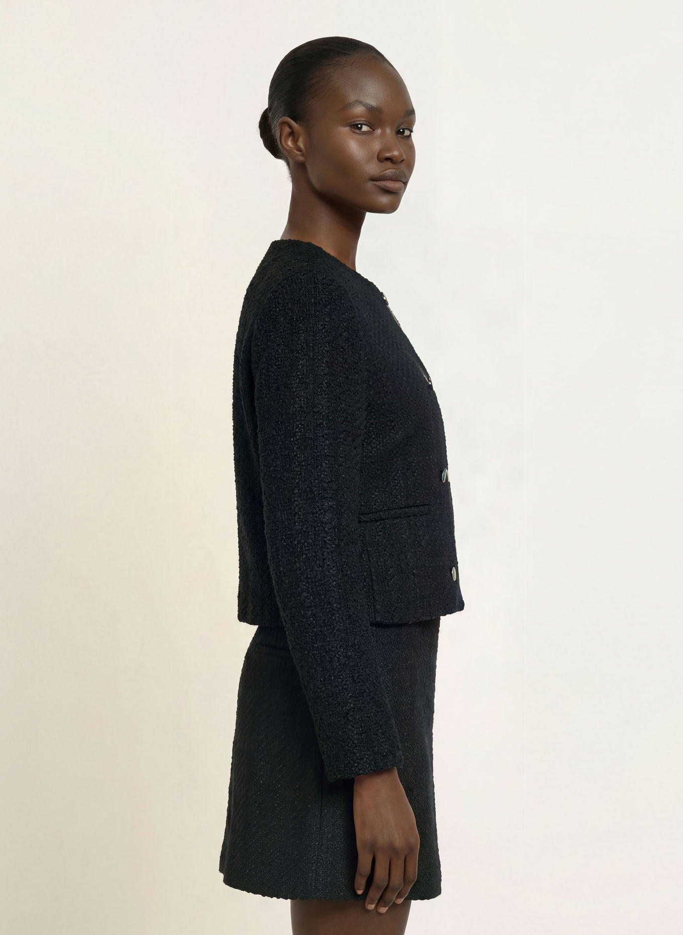 Calvin Klein Boxy jacket made from Bouclé: BLACK