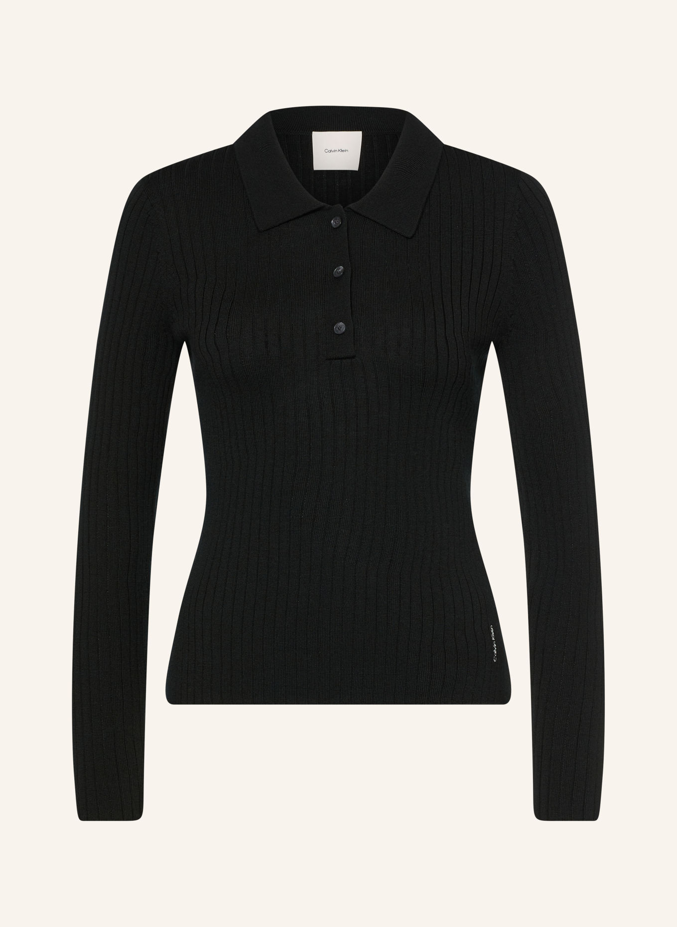 Calvin Klein Pletená polokošile: ČERNÁ