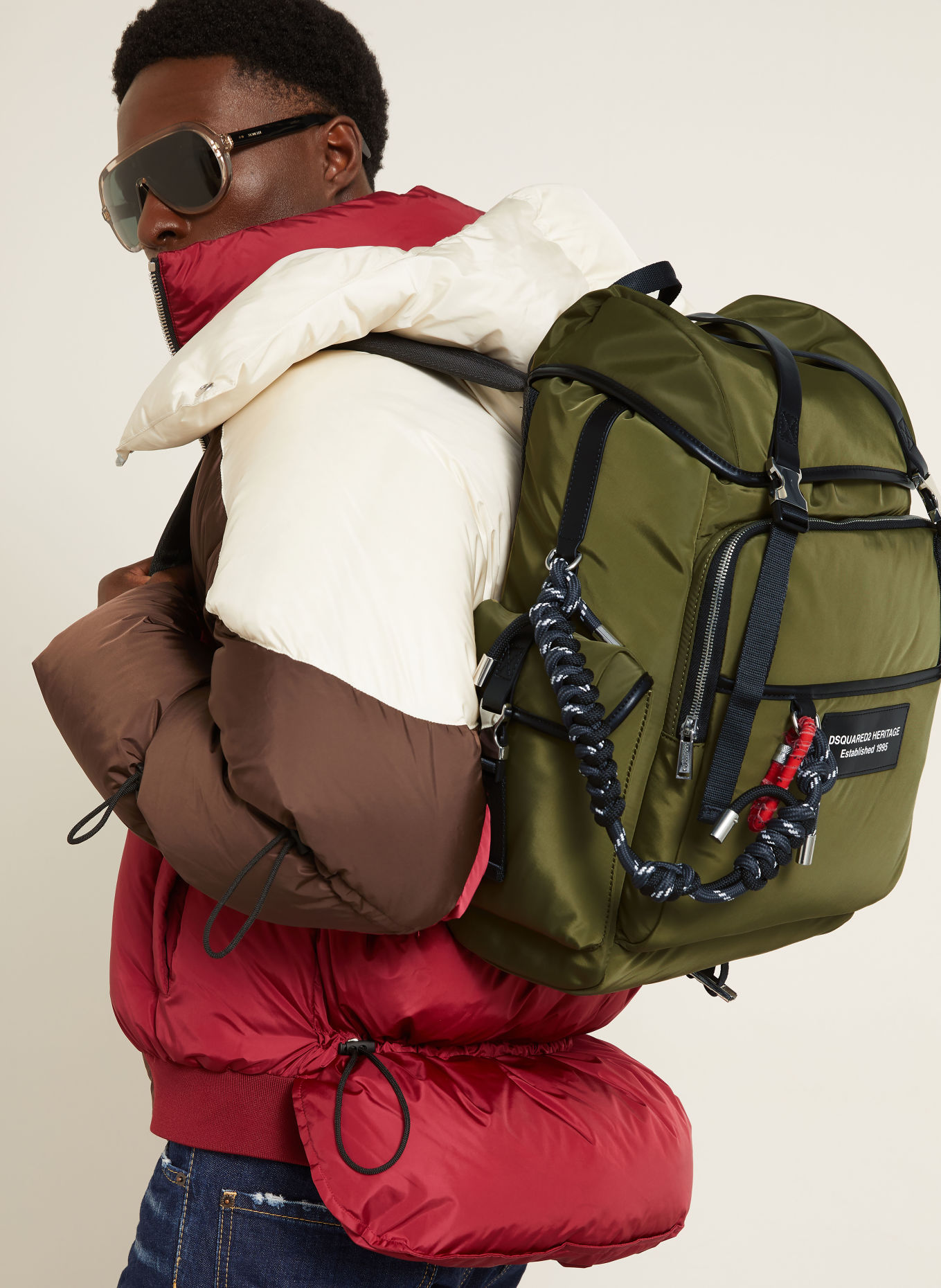 DSQUARED2 Backpack: OLIVE / SILVER / BLACK