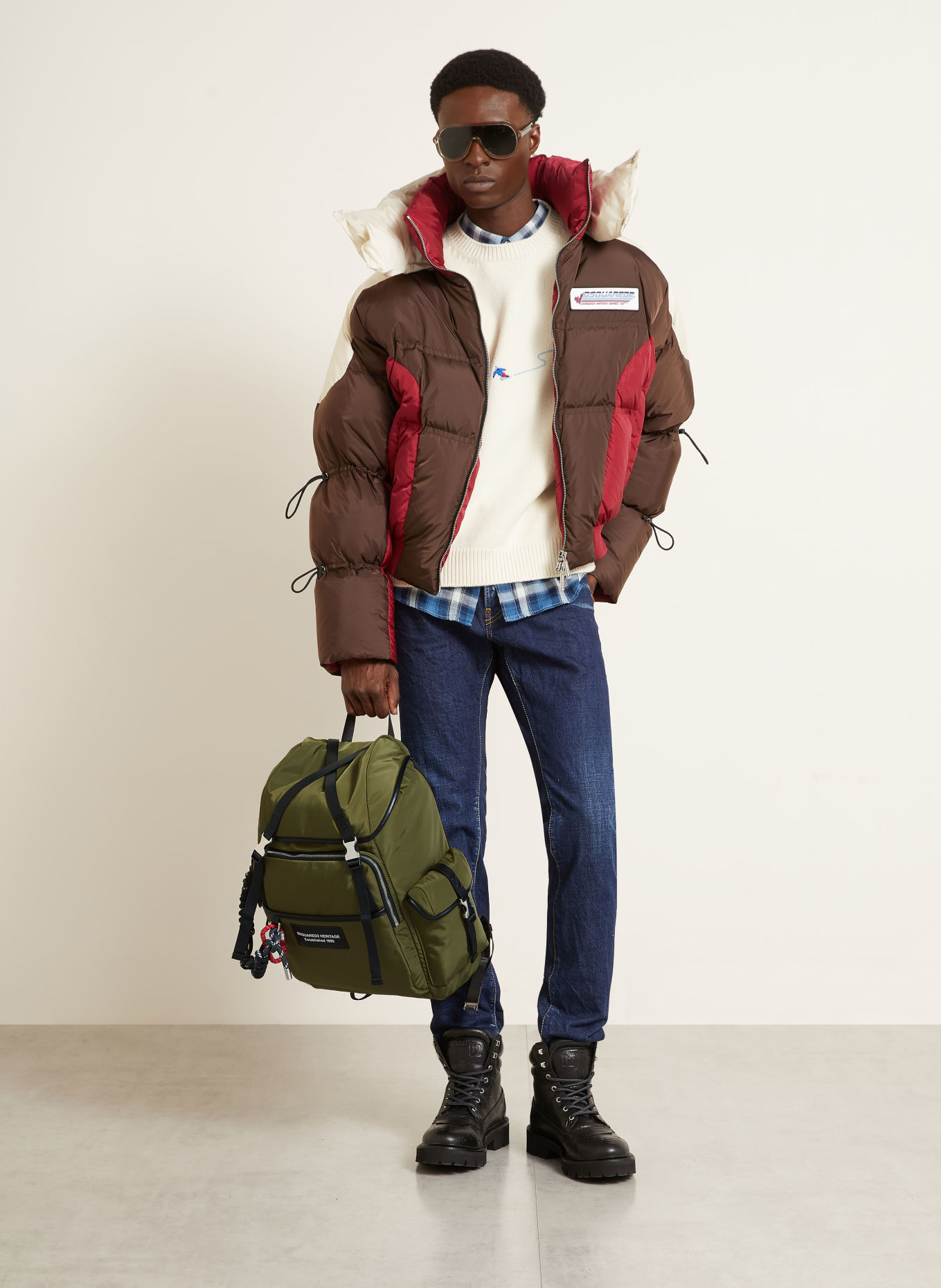 DSQUARED2 Backpack: OLIVE / SILVER / BLACK