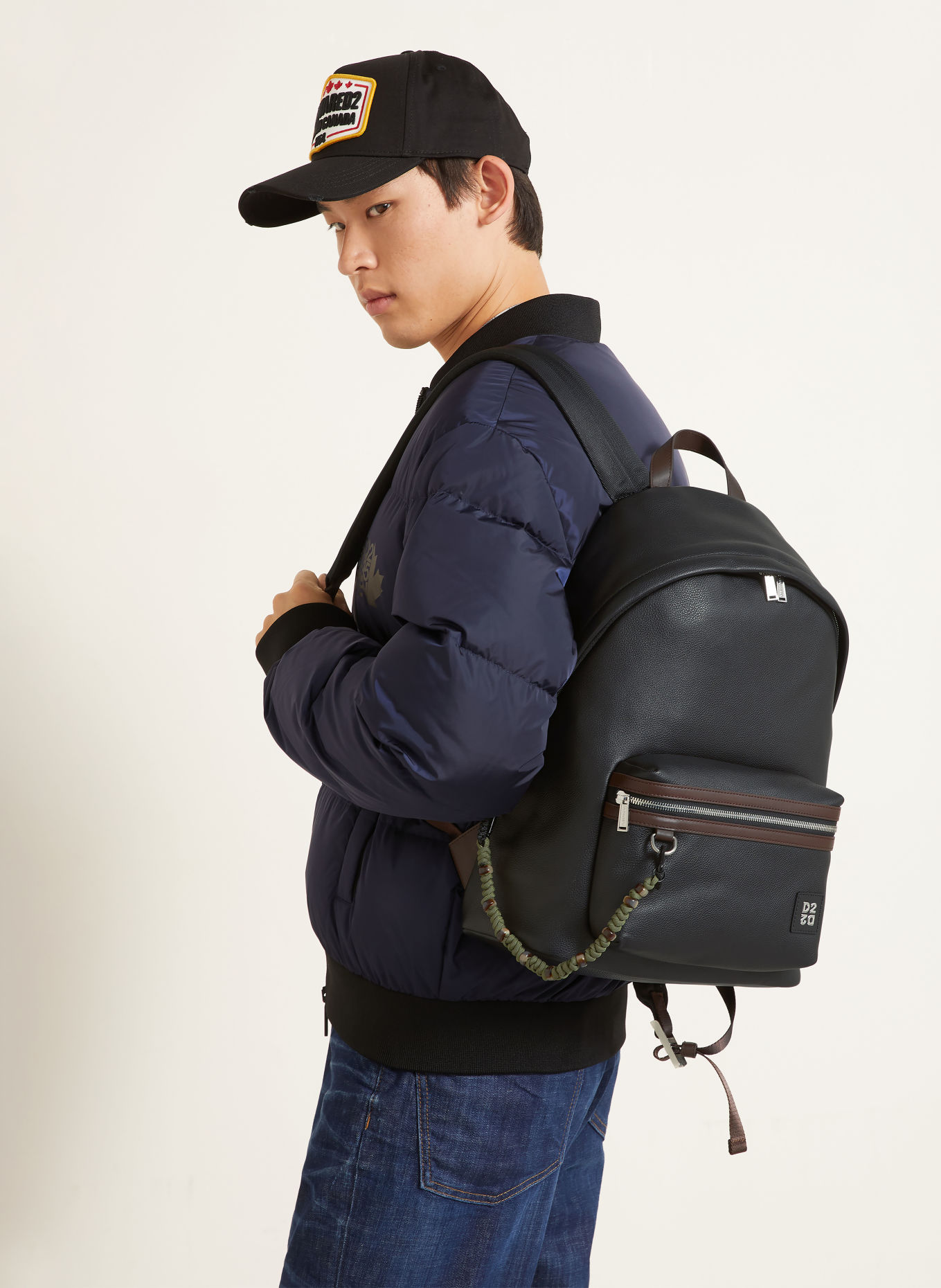 DSQUARED2 Backpack: BLACK / SILVER / DARK BROWN