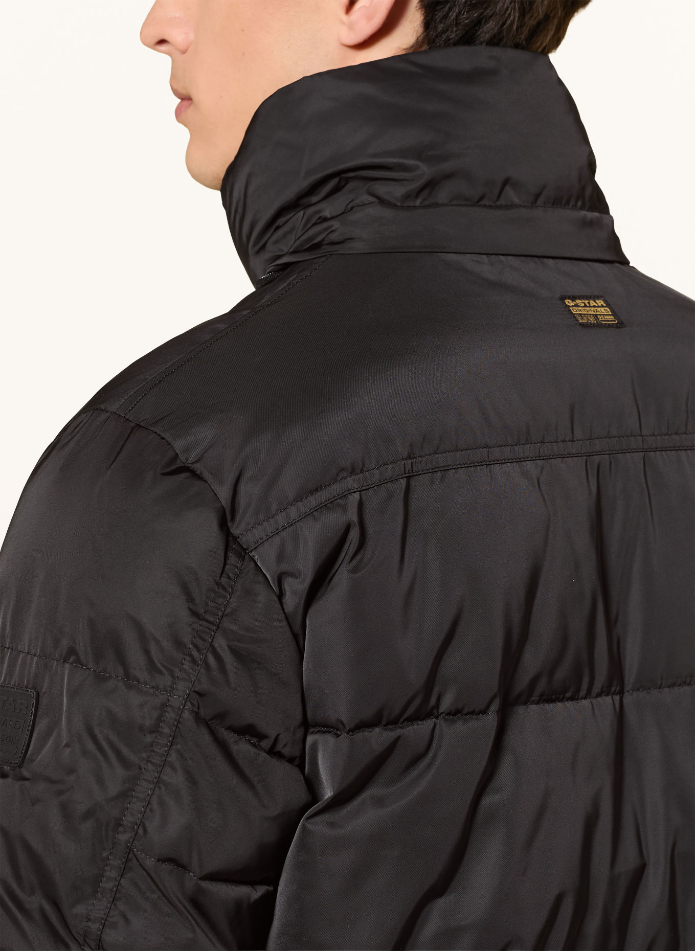 G-Star ELEMENT quilted coat with detachable hood: BLACK
