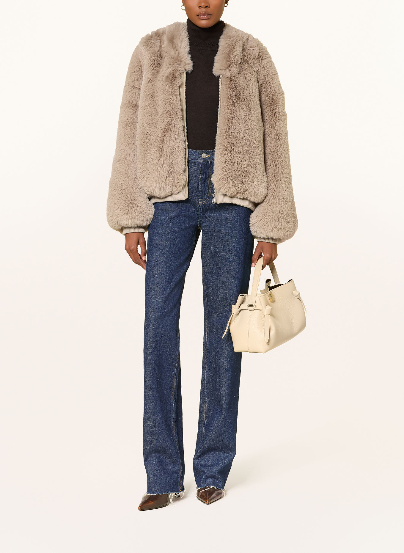 The Frankie Shop Kunstfell-Jacke SENNA: BEIGE