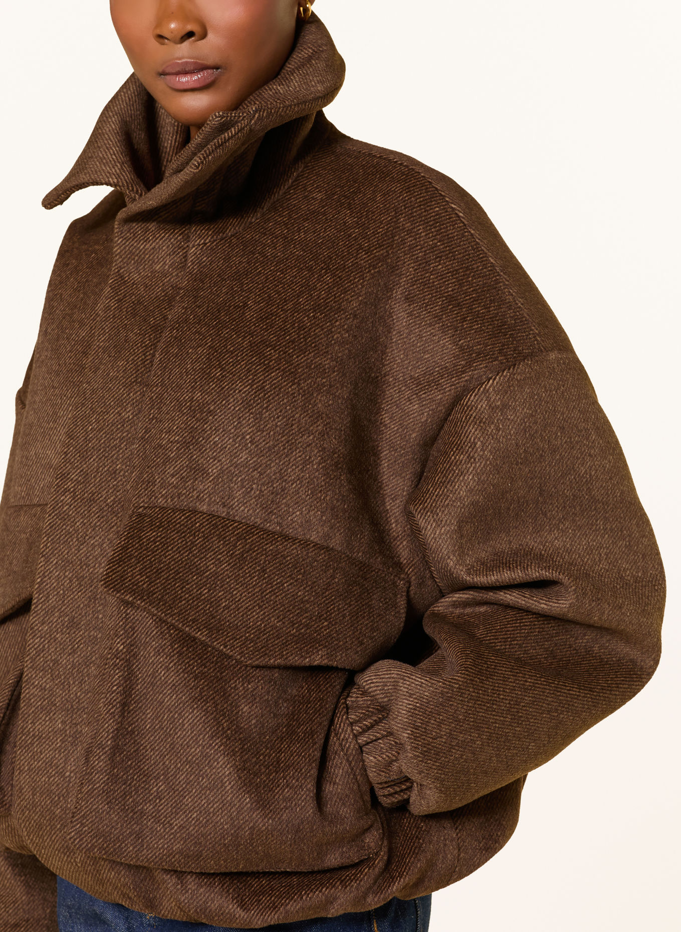 The Frankie Shop ELLE Oversized Jacket: BROWN