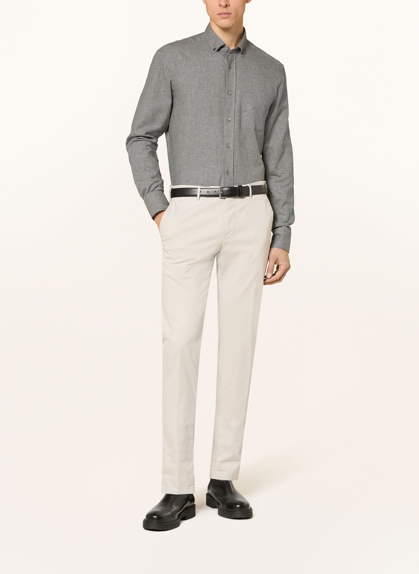 van Laack Flannel Shirt VL-ROY-TFK Tailor Fit: DARK GRAY / LIGHT GRAY