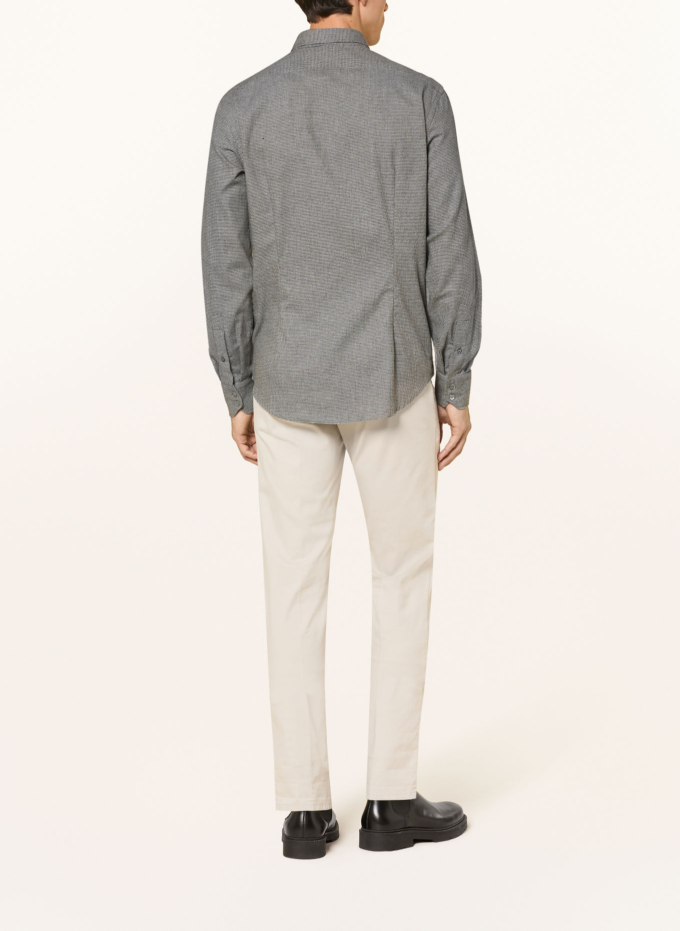 van Laack Flannel Shirt VL-ROY-TFK Tailor Fit: DARK GRAY / LIGHT GRAY